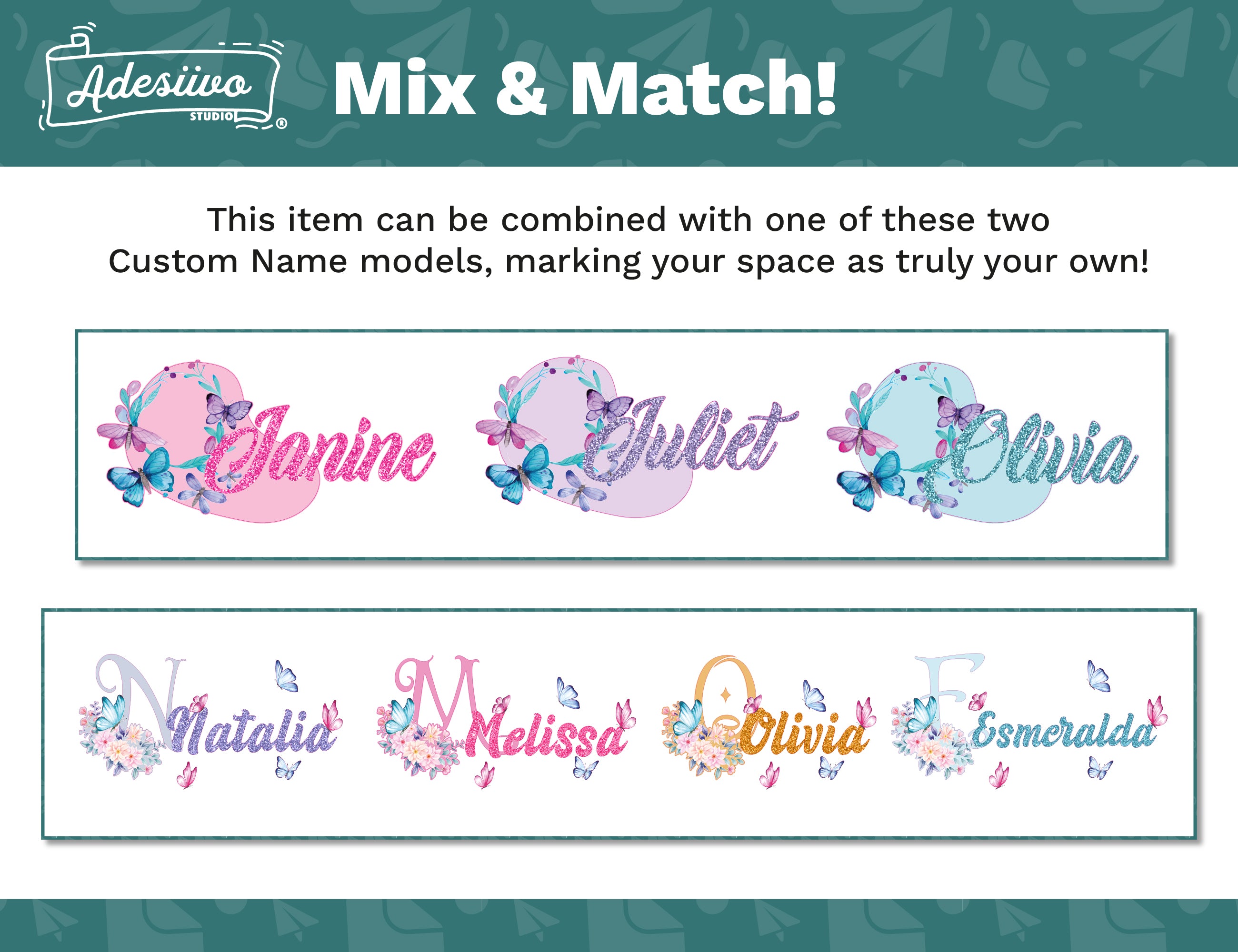 Flower Decals for Walls - Butterfly Stickers - Upgrade Your Custom Name