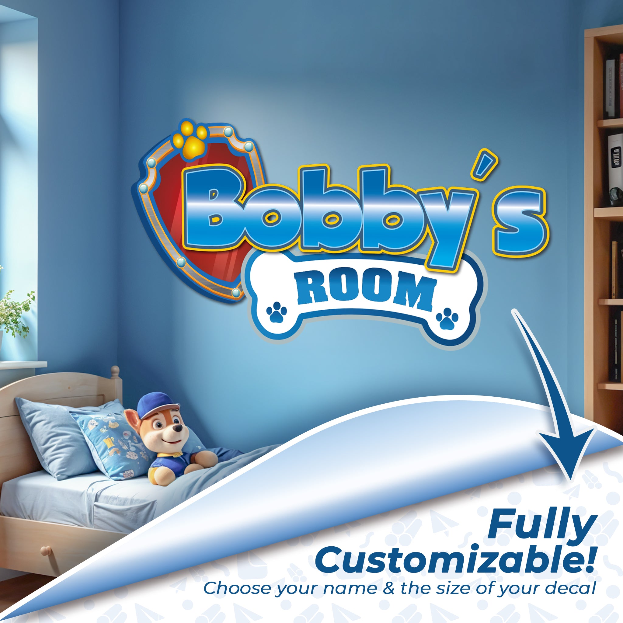 Custom Puppy Rescue Name Wall Decal — Personalized Kids’ Room Wall Sticker