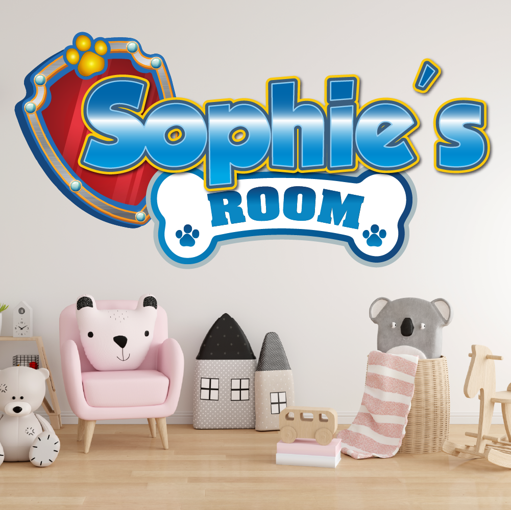 Custom Puppy Rescue Name Wall Decal — Personalized Kids’ Room Wall Sticker