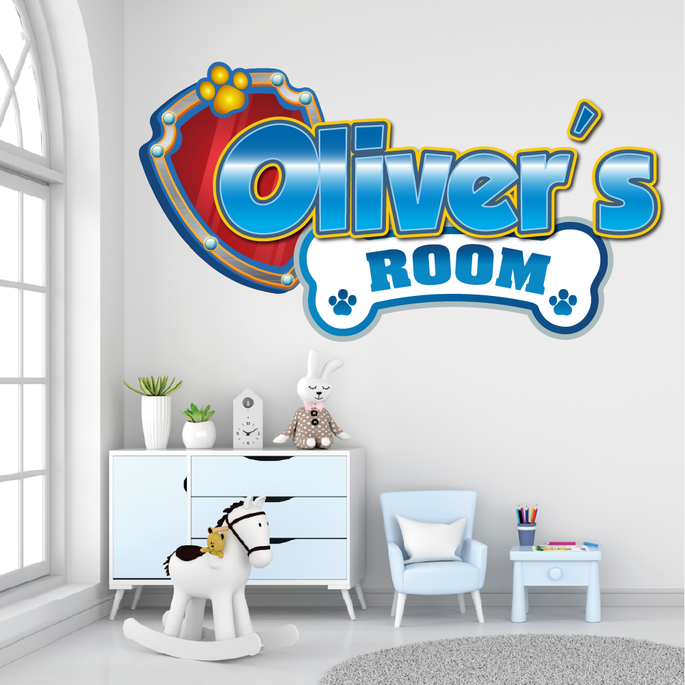 Custom Puppy Rescue Name Wall Decal — Personalized Kids’ Room Wall Sticker