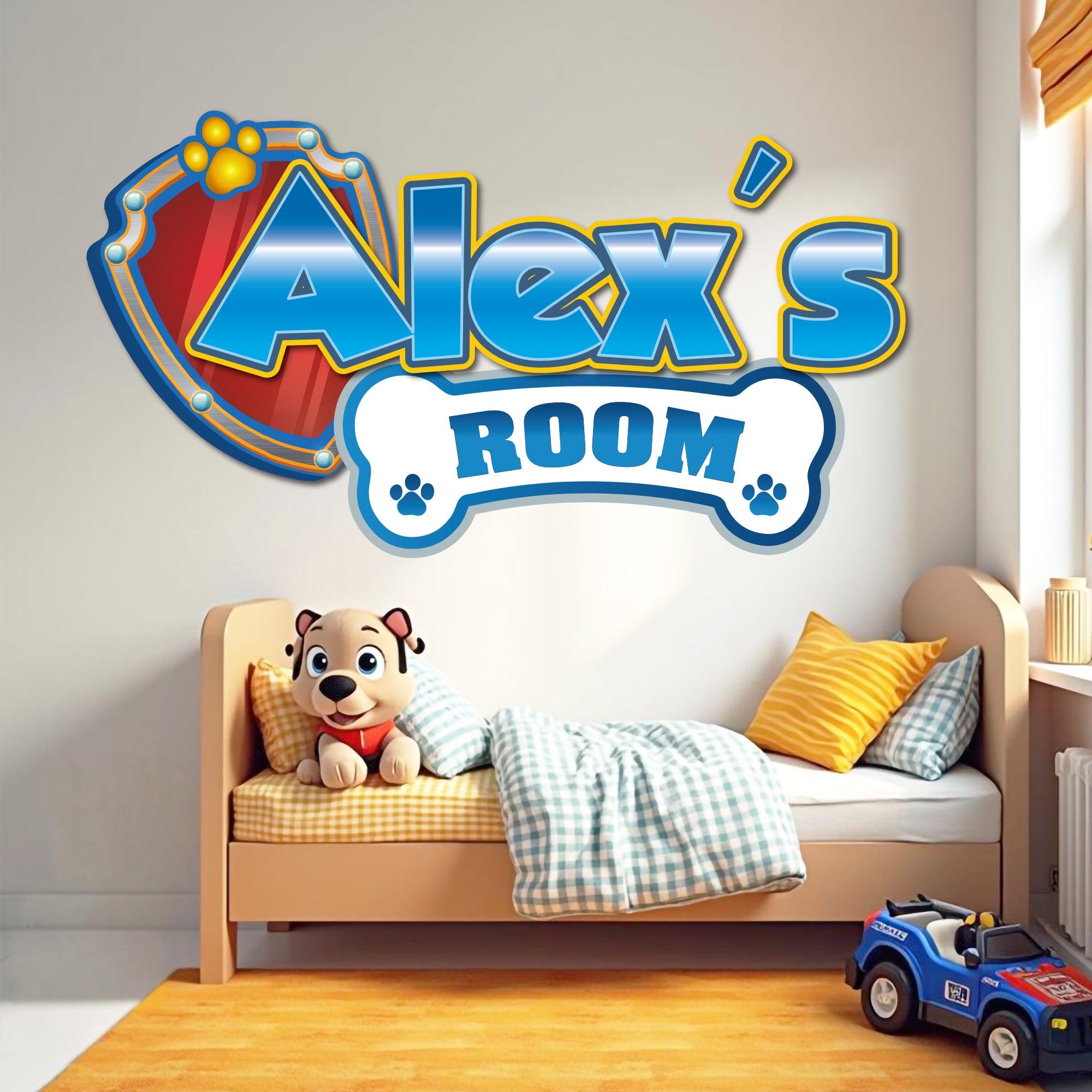 Custom Puppy Rescue Name Wall Decal — Personalized Kids’ Room Wall Sticker