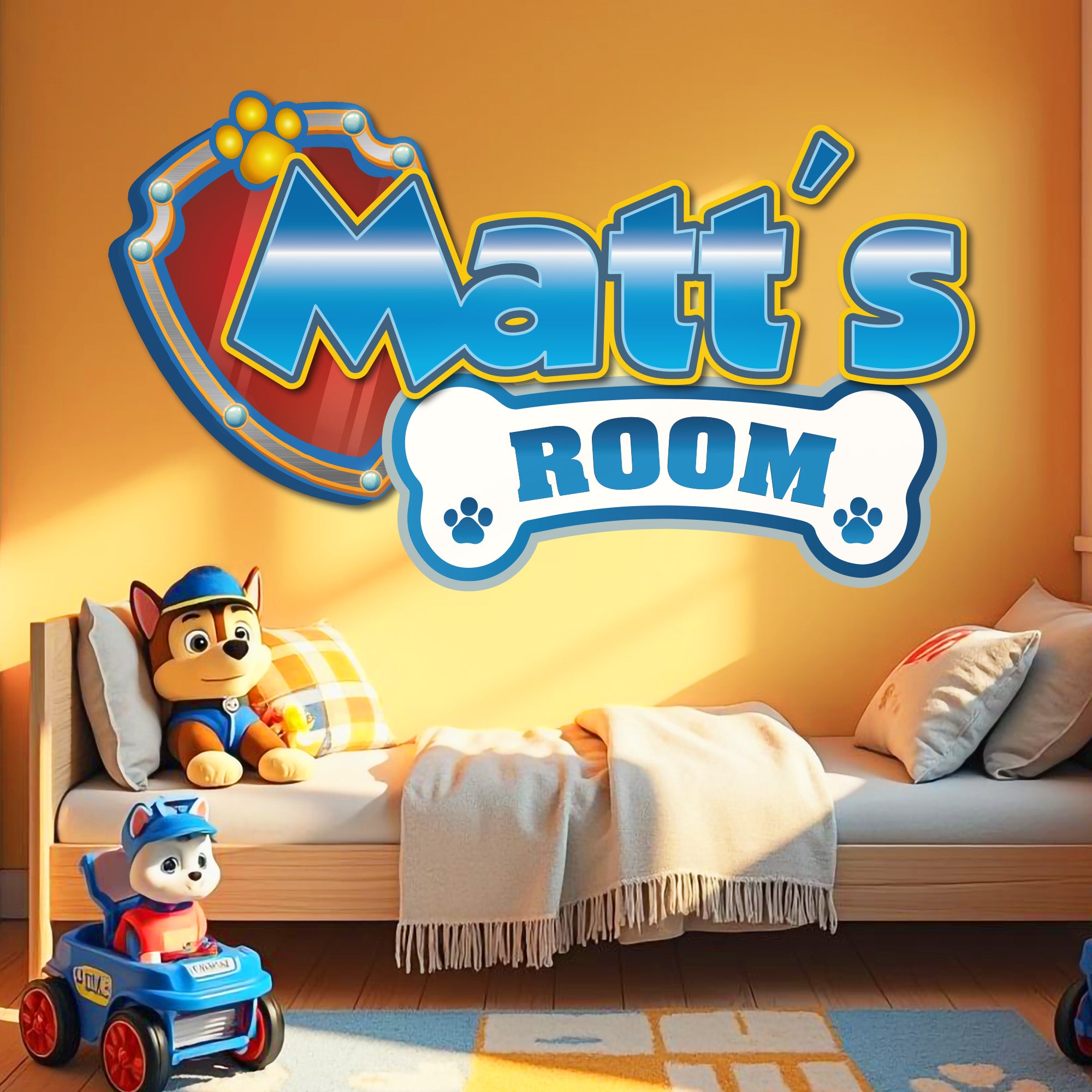 Custom Puppy Rescue Name Wall Decal — Personalized Kids’ Room Wall Sticker