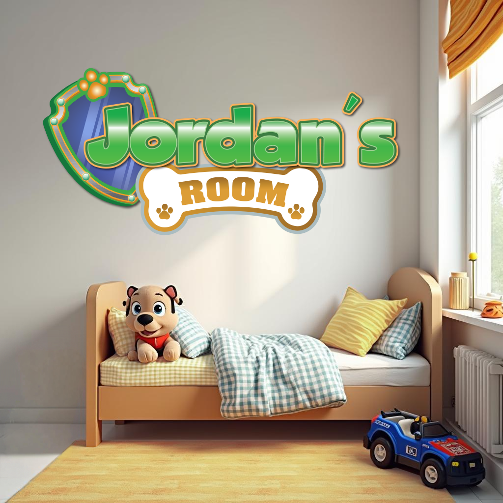 Custom Puppy Rescue Name Wall Decal — Personalized Kids’ Room Wall Sticker