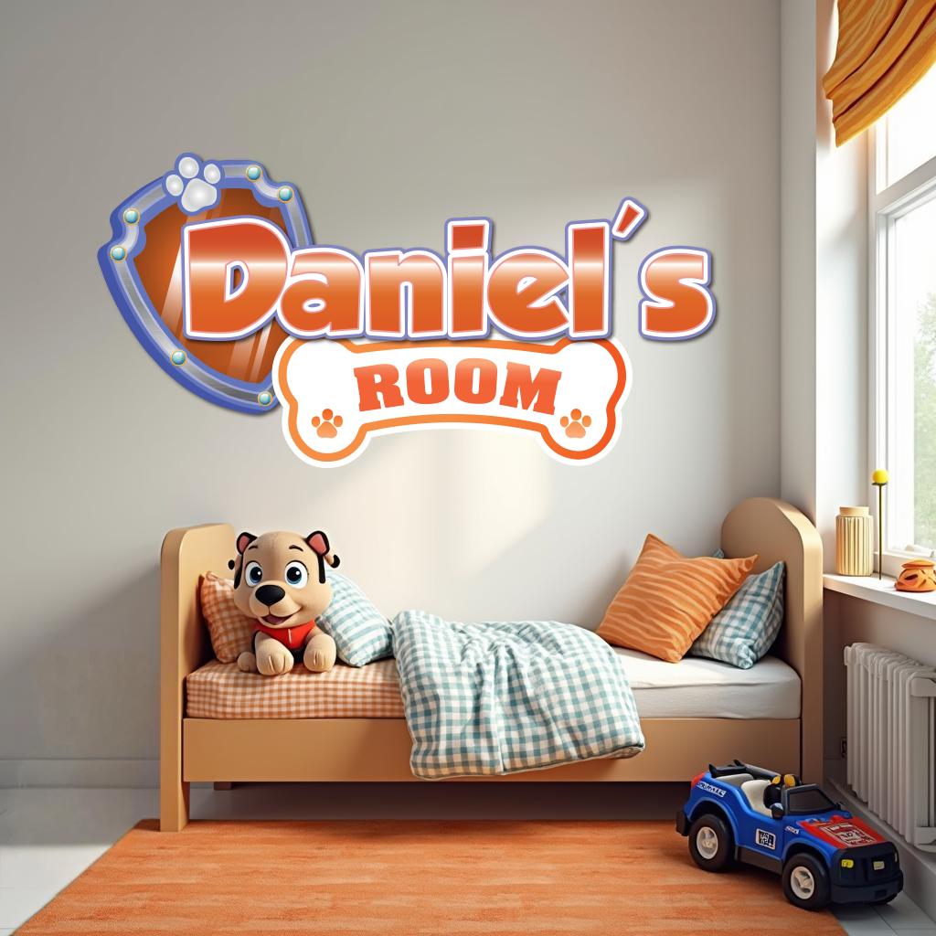 Custom Puppy Rescue Name Wall Decal — Personalized Kids’ Room Wall Sticker