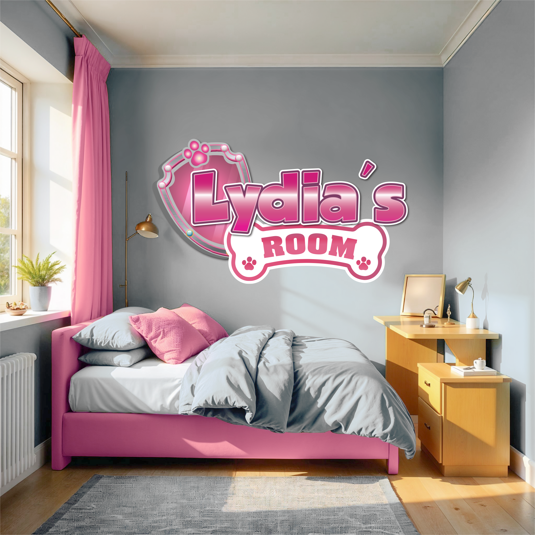 Custom Puppy Rescue Name Wall Decal — Personalized Kids’ Room Wall Sticker