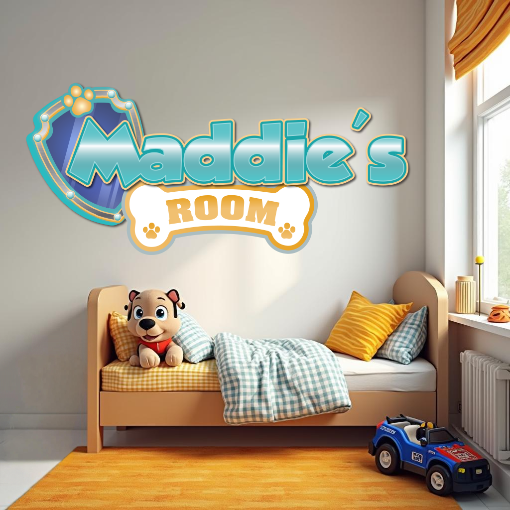 Custom Puppy Rescue Name Wall Decal — Personalized Kids’ Room Wall Sticker