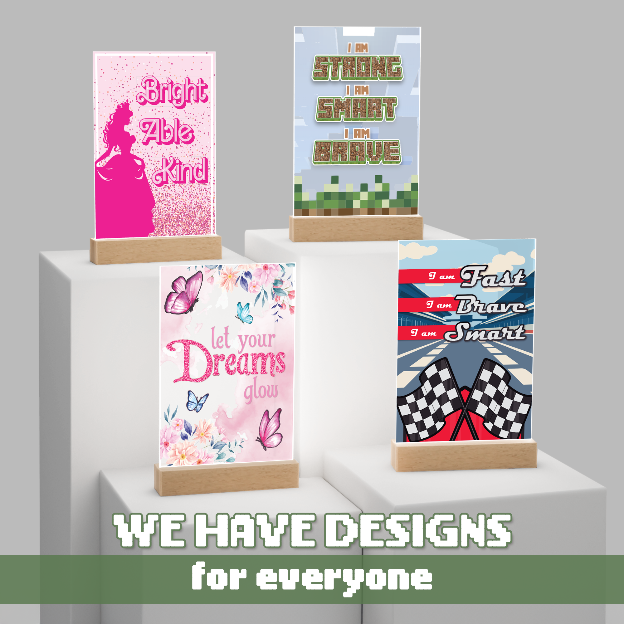 Pixel Block Motivational LED Night Light — “I Am Strong, Smart, Brave”