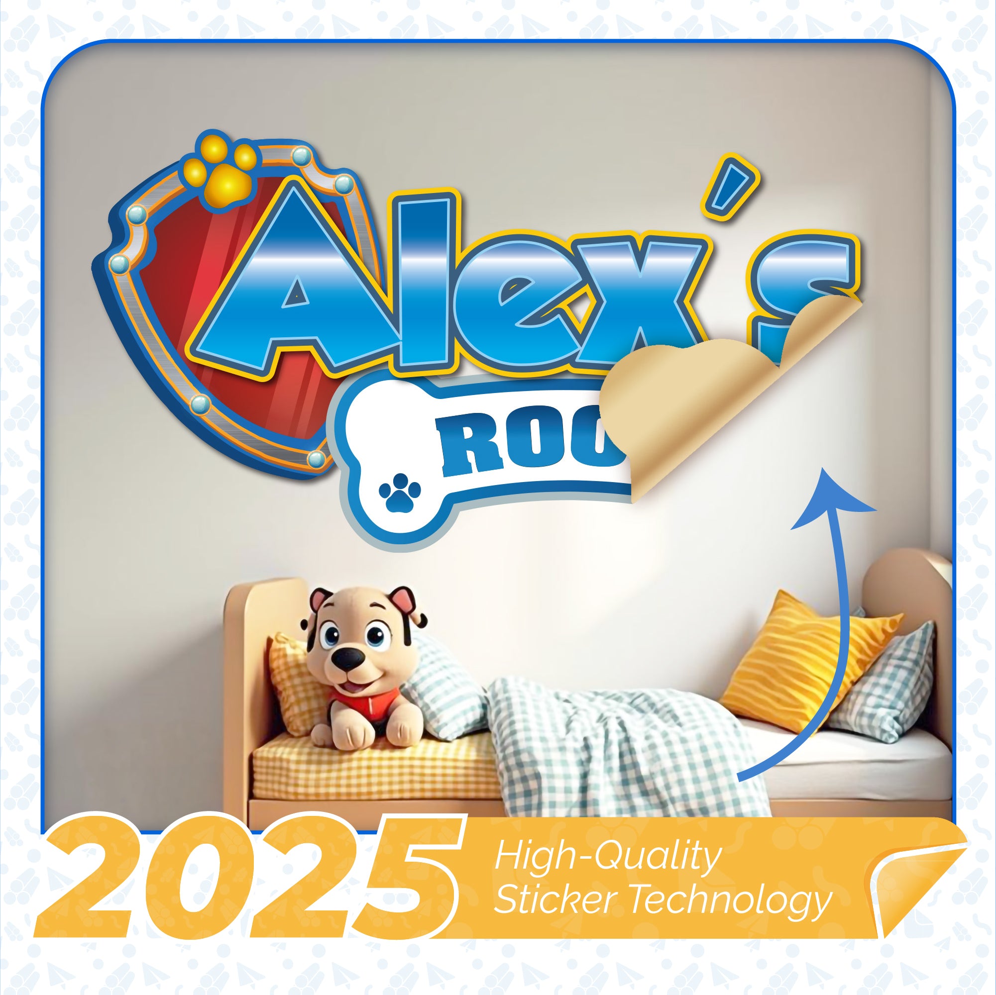 Custom Puppy Rescue Name Wall Decal — Personalized Kids’ Room Wall Sticker