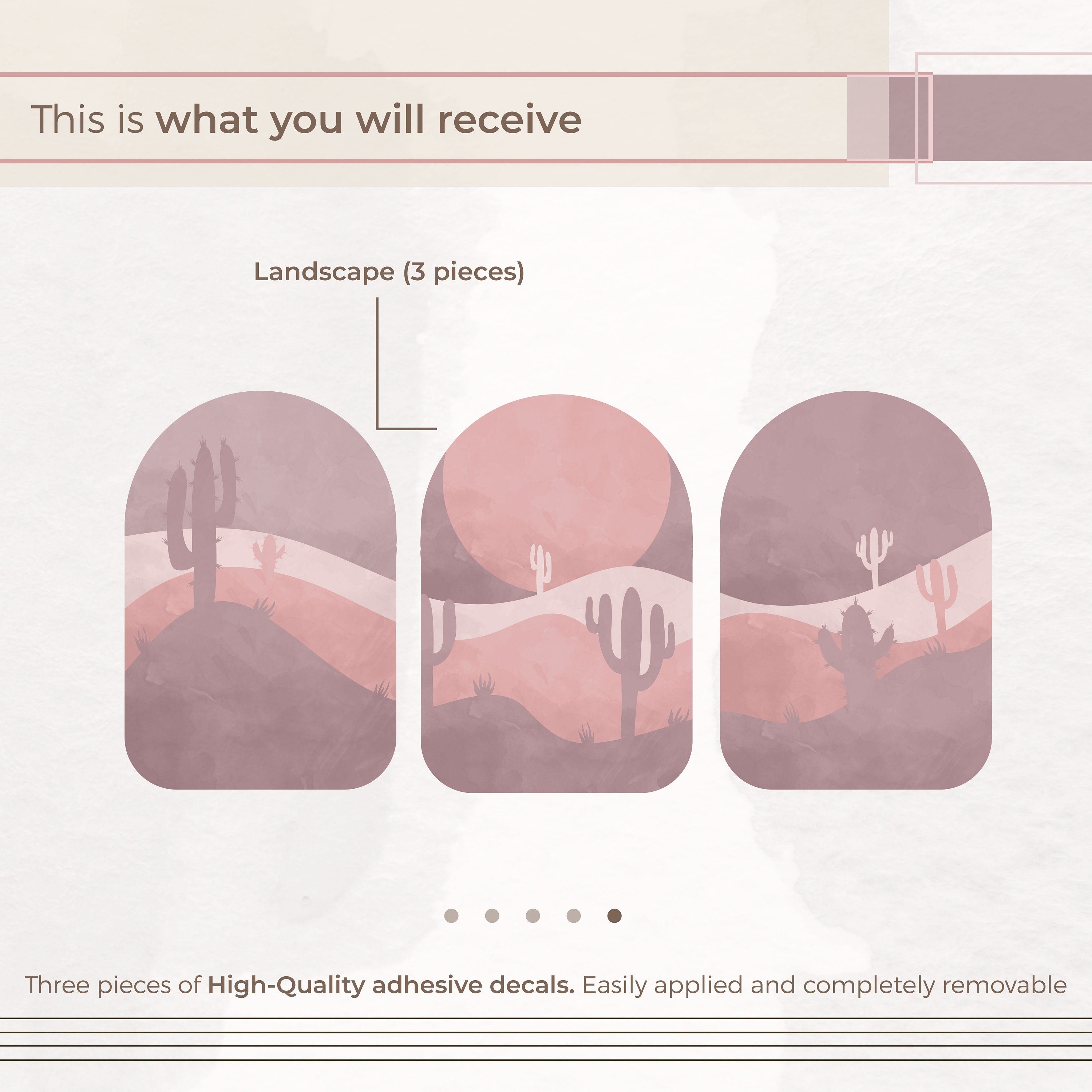 Deserto Cactus Adesivo de Parede - Decoração de Sala  - Autocolantes Decorativos - Decoração Bohemia KA572