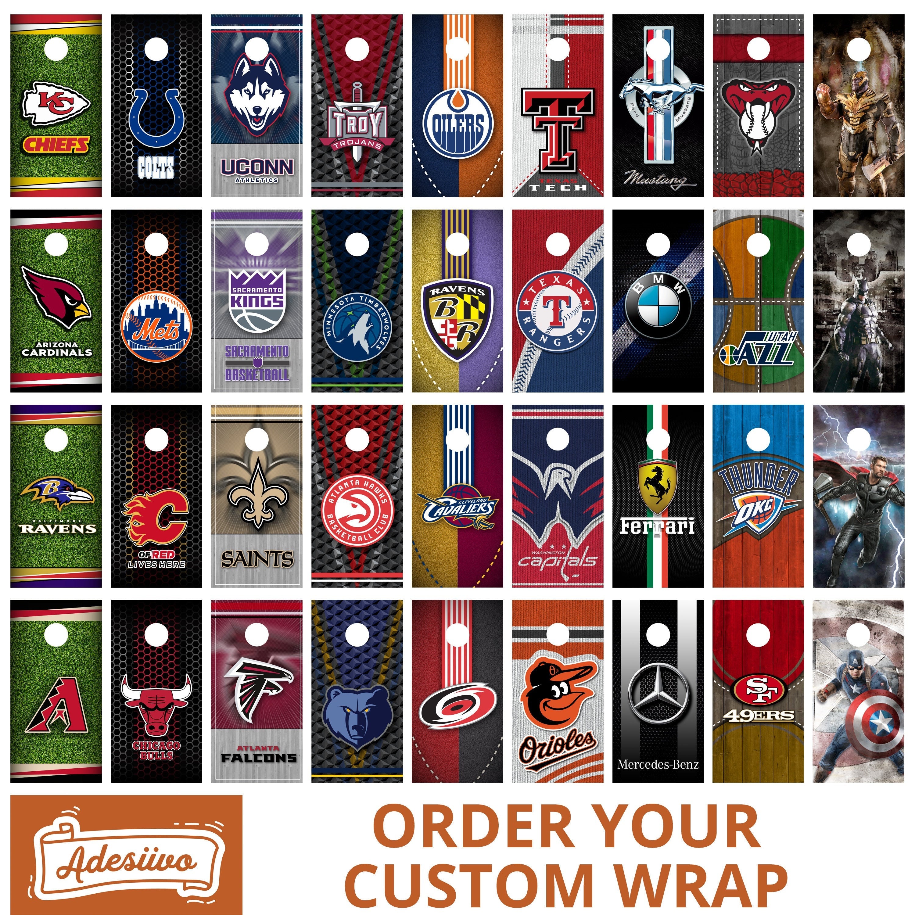 Monsters Custom Cornhole Wraps Decal Sticker 3D Texture Single - Laminated - Skin Vinyl Decal for Cornhole Wraps