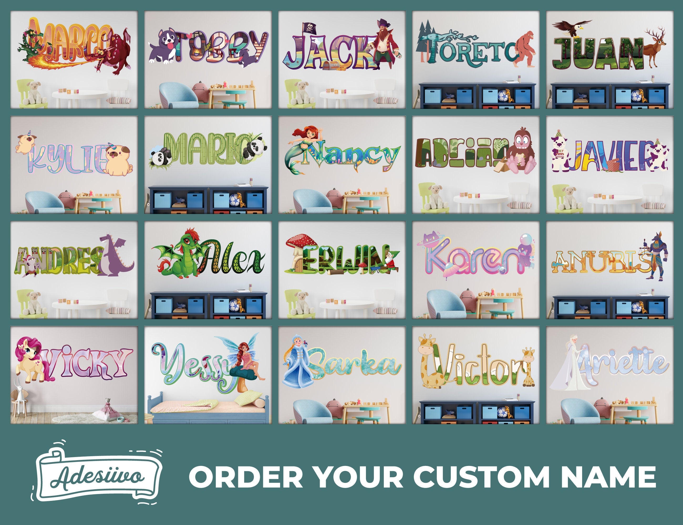 Custom Name Wall Decal Sticker Vinyl - Kids Decor Room