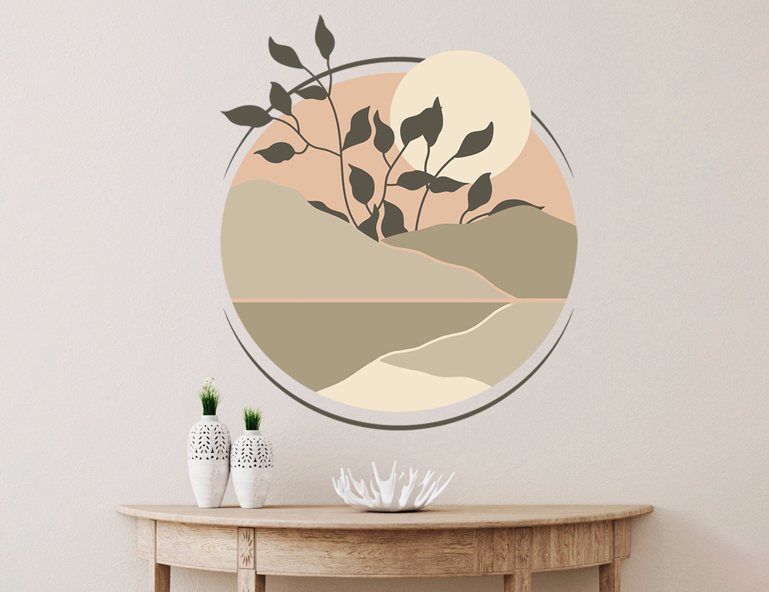 Sol Arte Circulo Adesivo de Parede - Decoração de Sala  - Lua Autocolantes Decorativos - Papel de Parede Autocolante - Decoração Bohemia
