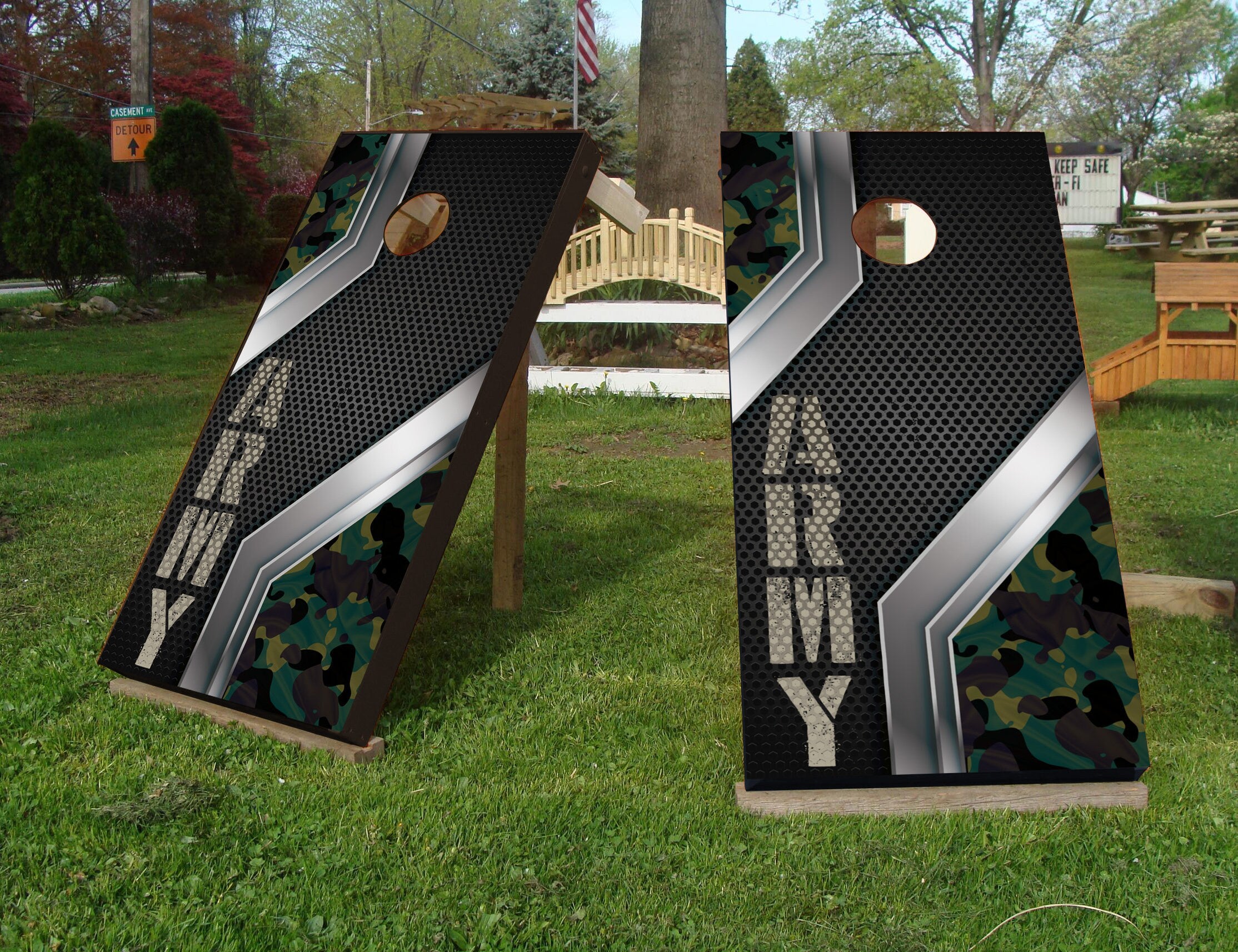 Carbon Fiber Army Style Custom Cornhole Wraps Decal