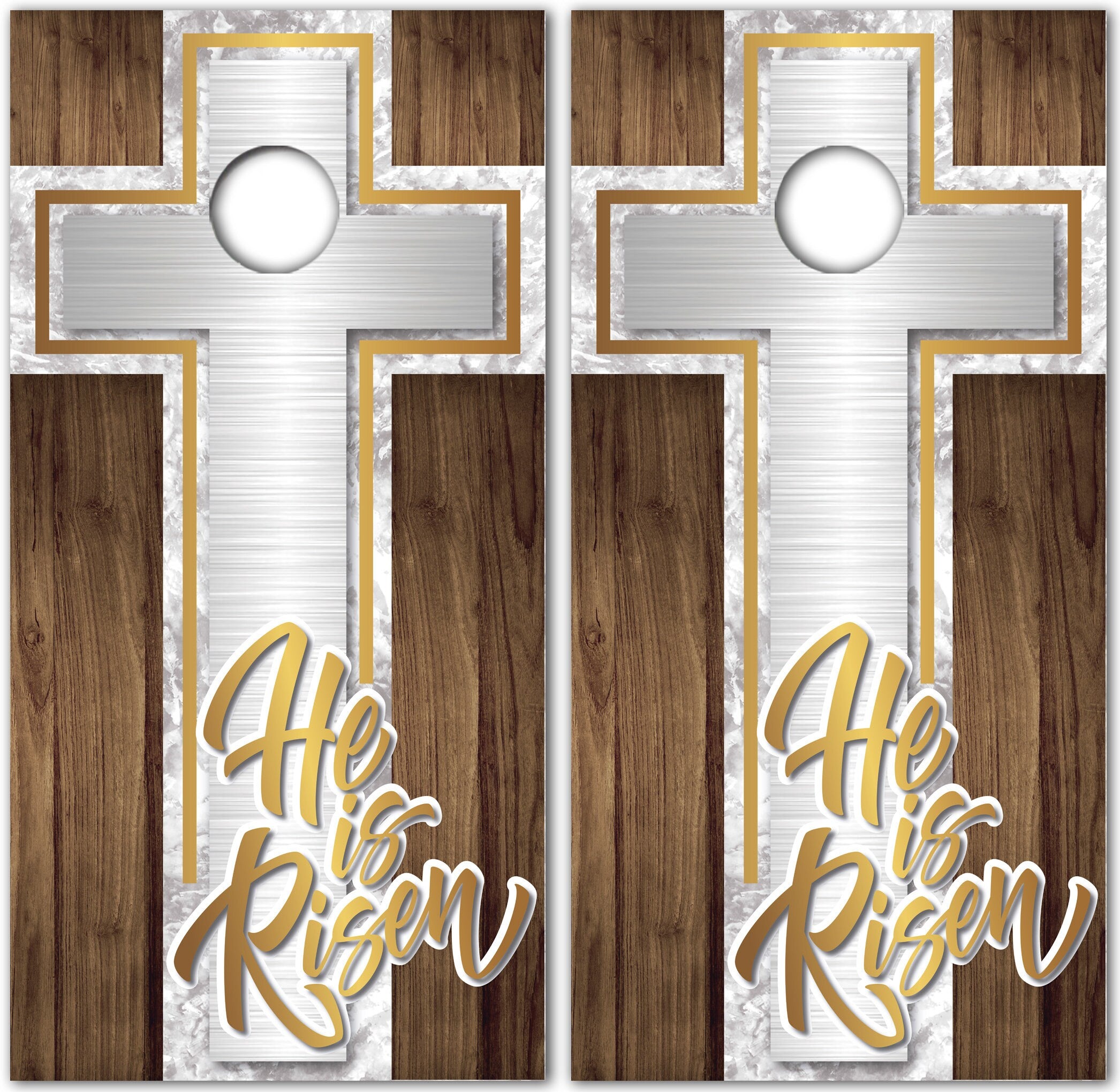 He is Risen Custom Cornhole Wraps Decal Sticker 3D Texture Single - Laminated - Skin Vinyl Decal for Cornhole Board Wood