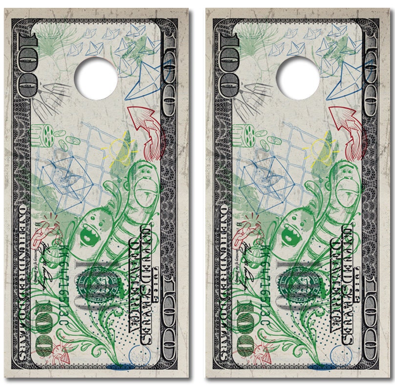 Dollar Cornhole Vinyl Wrap Decal Sticker
