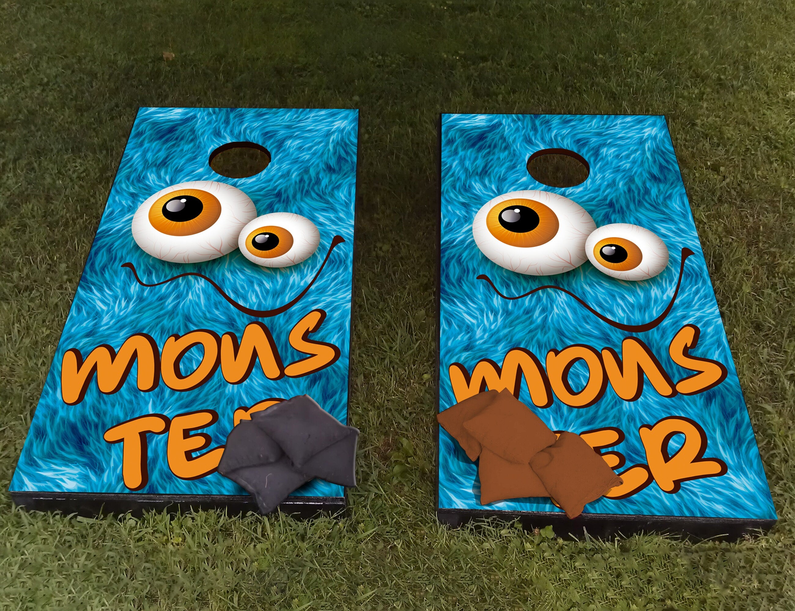 Monsters Custom Cornhole Wraps Decal Sticker 3D Texture Single - Laminated - Skin Vinyl Decal for Cornhole Wraps