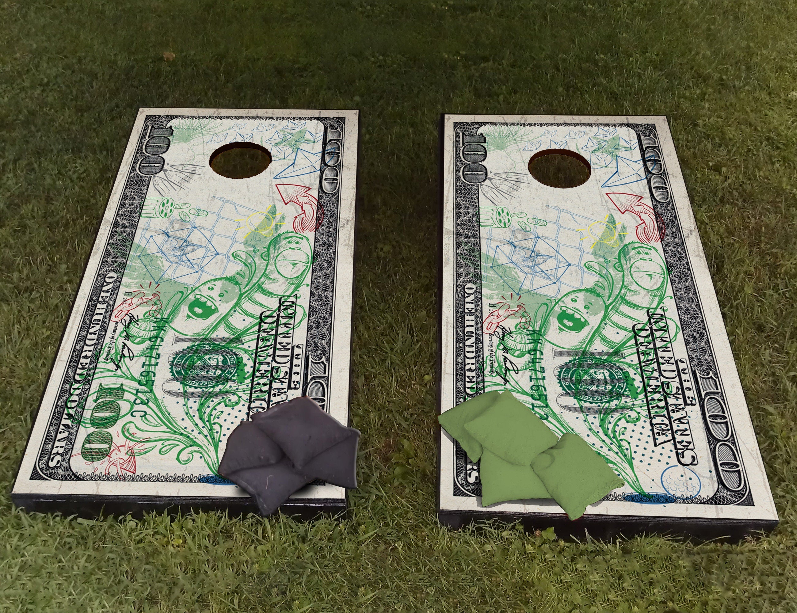 Dollar Cornhole Vinyl Wrap Decal Sticker