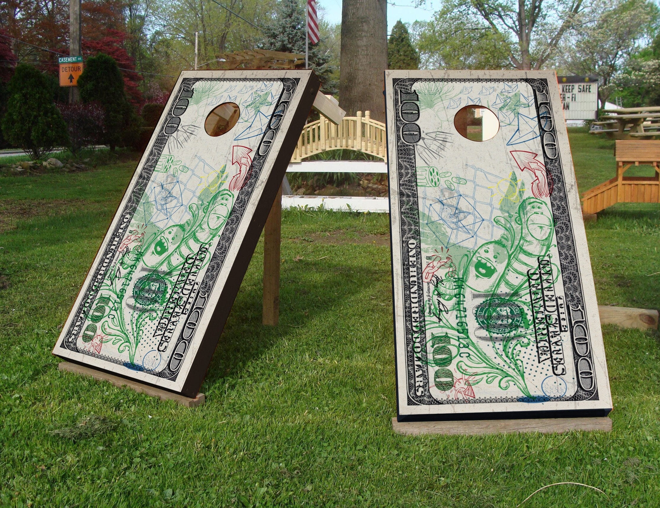 Dollar Cornhole Vinyl Wrap Decal Sticker