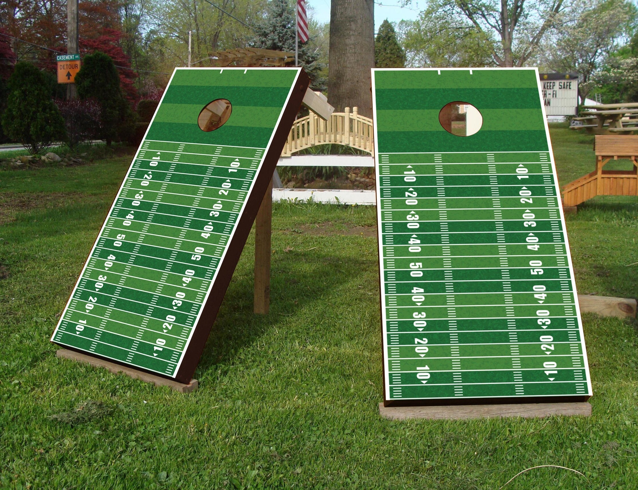 Football American Custom Cornhole Boards Wrap Decal Sticker 3D Texture Single - Laminated - Skin Vinyl Decal for Cornhole Boards