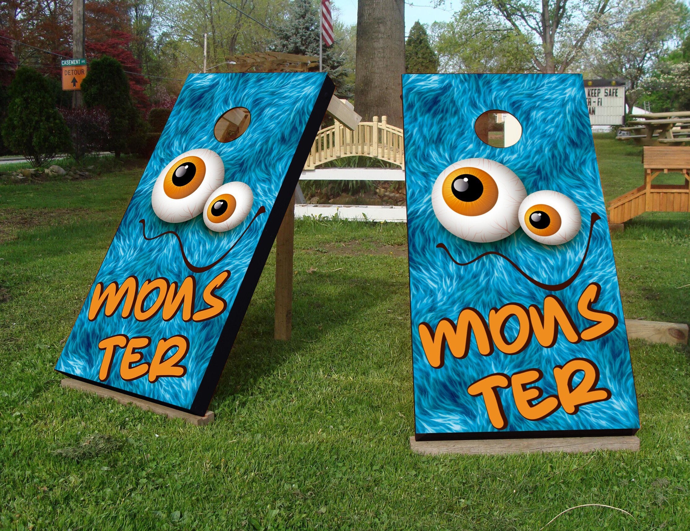 Monsters Custom Cornhole Wraps Decal Sticker 3D Texture Single - Laminated - Skin Vinyl Decal for Cornhole Wraps