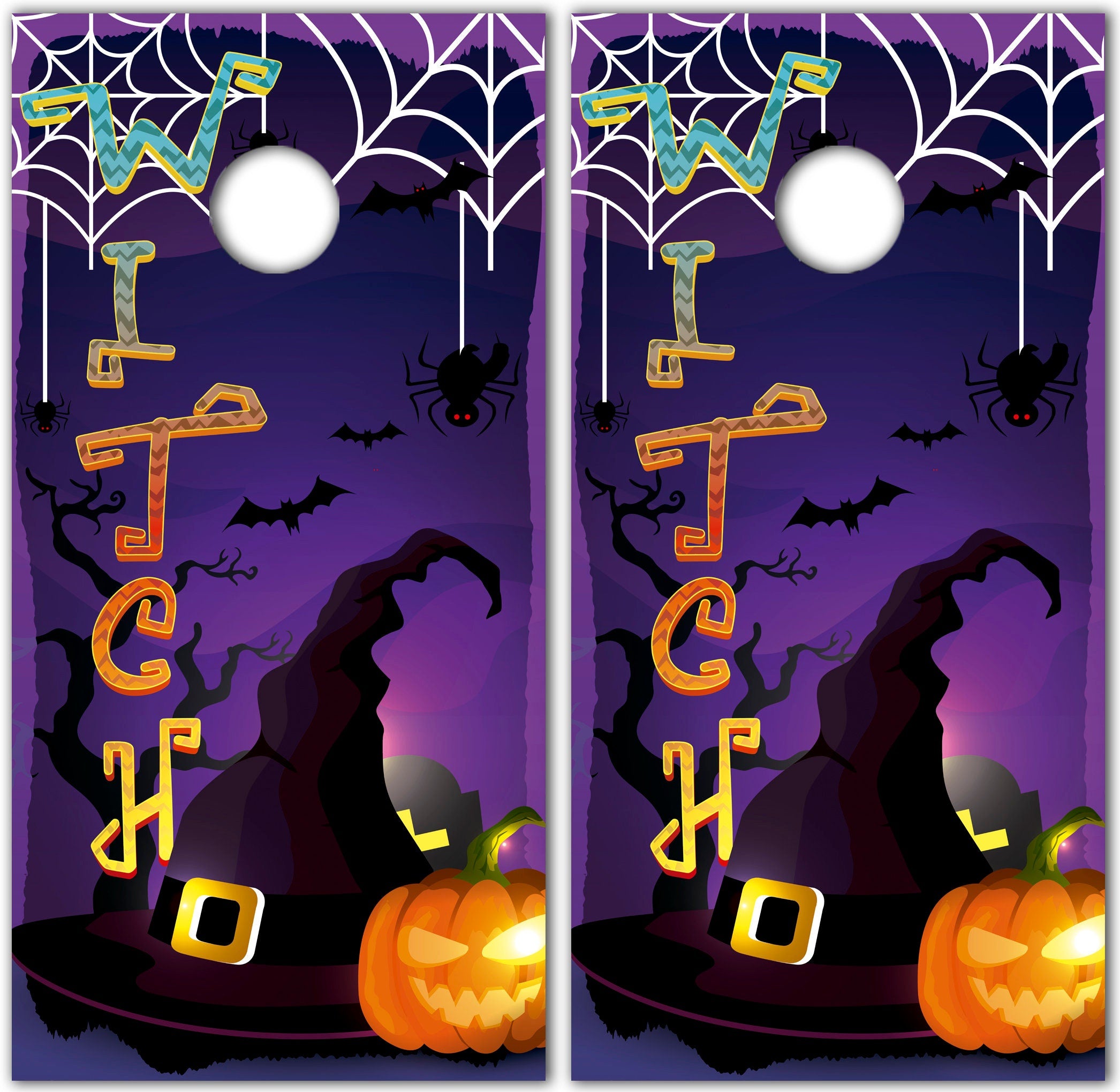 Witch Halloween Custom Cornhole Wraps Decal Sticker 3D Texture Single - Laminated - Skin Vinyl Decal for Cornhole Wraps