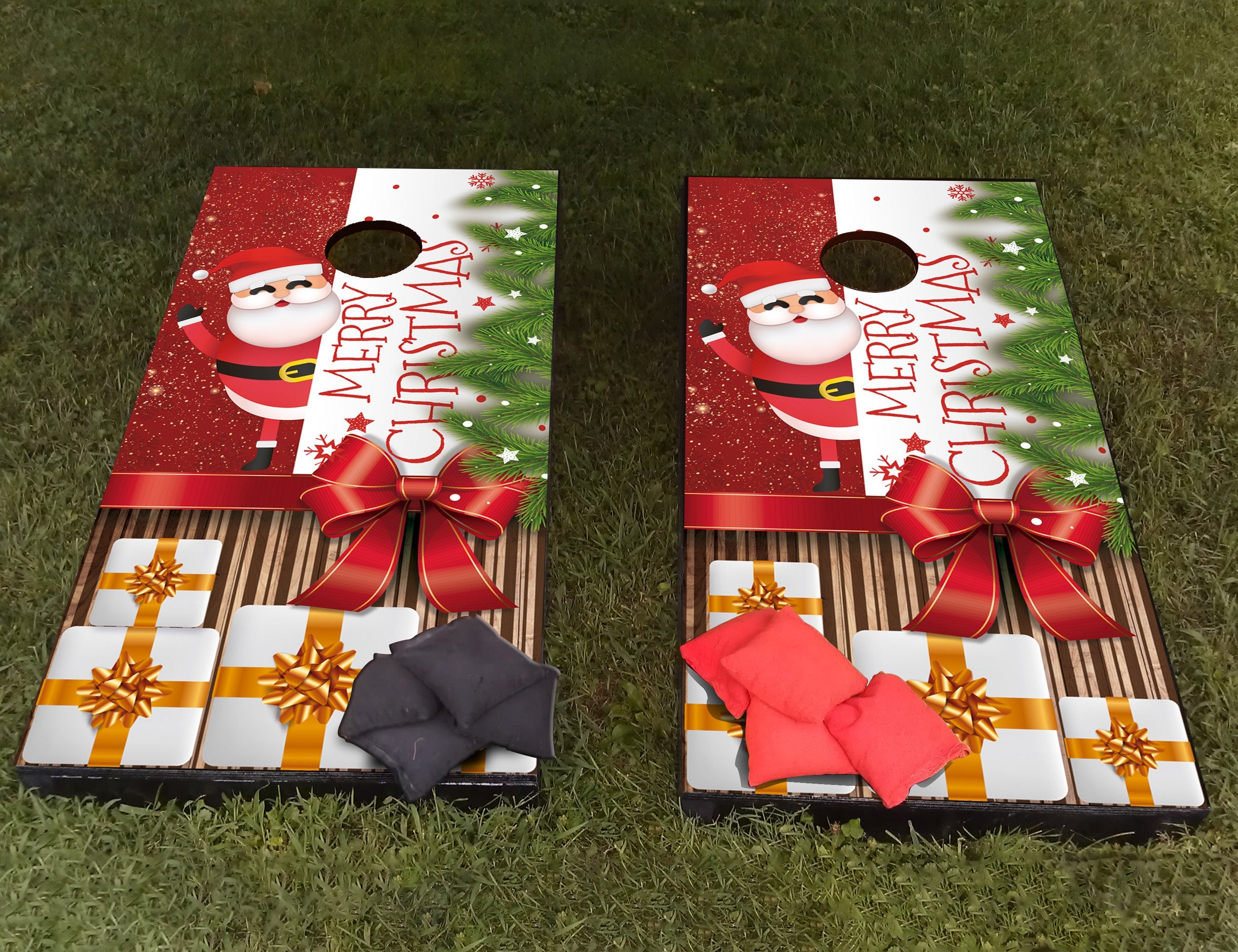 Christmas Santa Claus Custom Cornhole Vinyl Wrap Decal