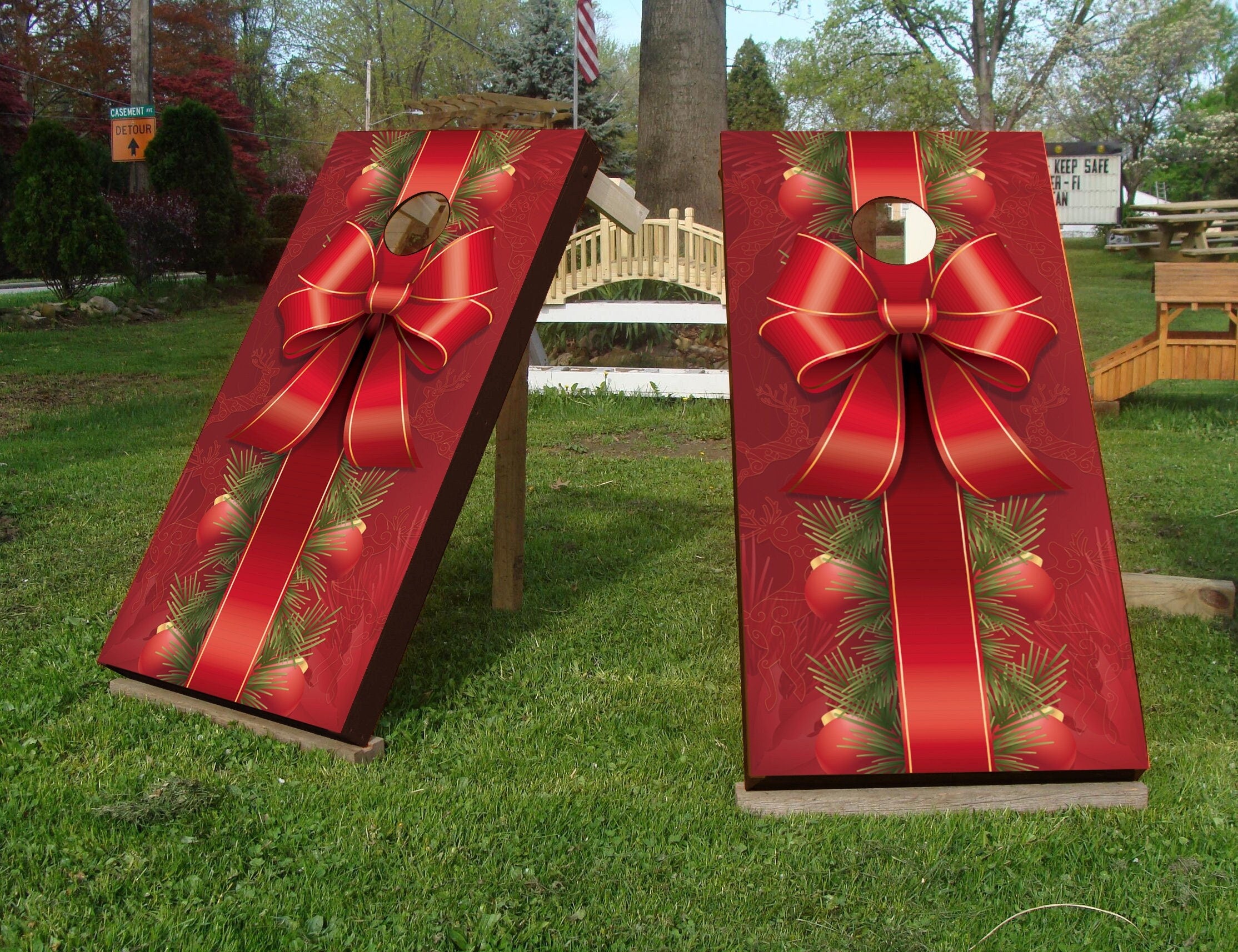 Christmas Ornament Custom Cornhole Vinyl Wrap Decal