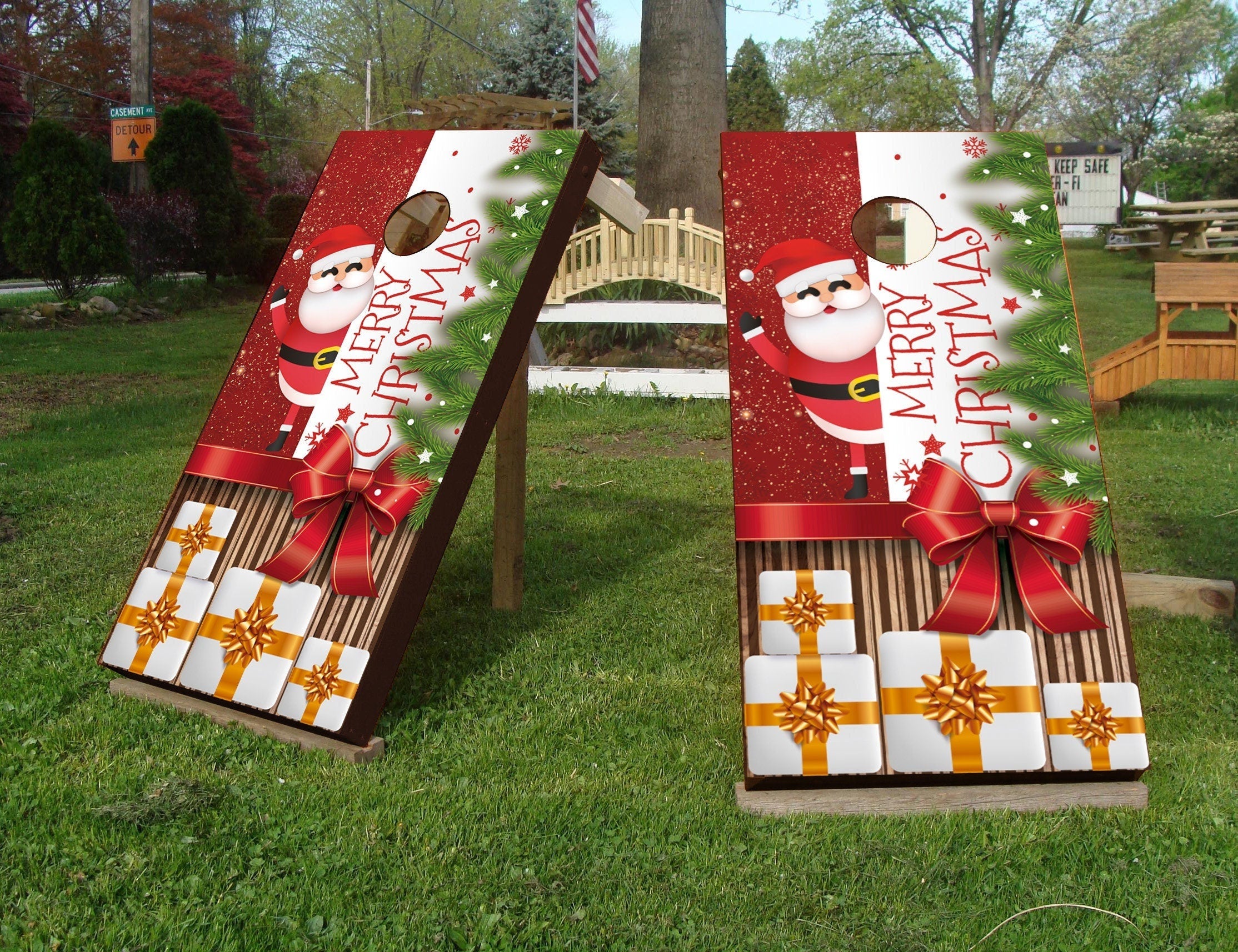 Christmas Santa Claus Custom Cornhole Vinyl Wrap Decal