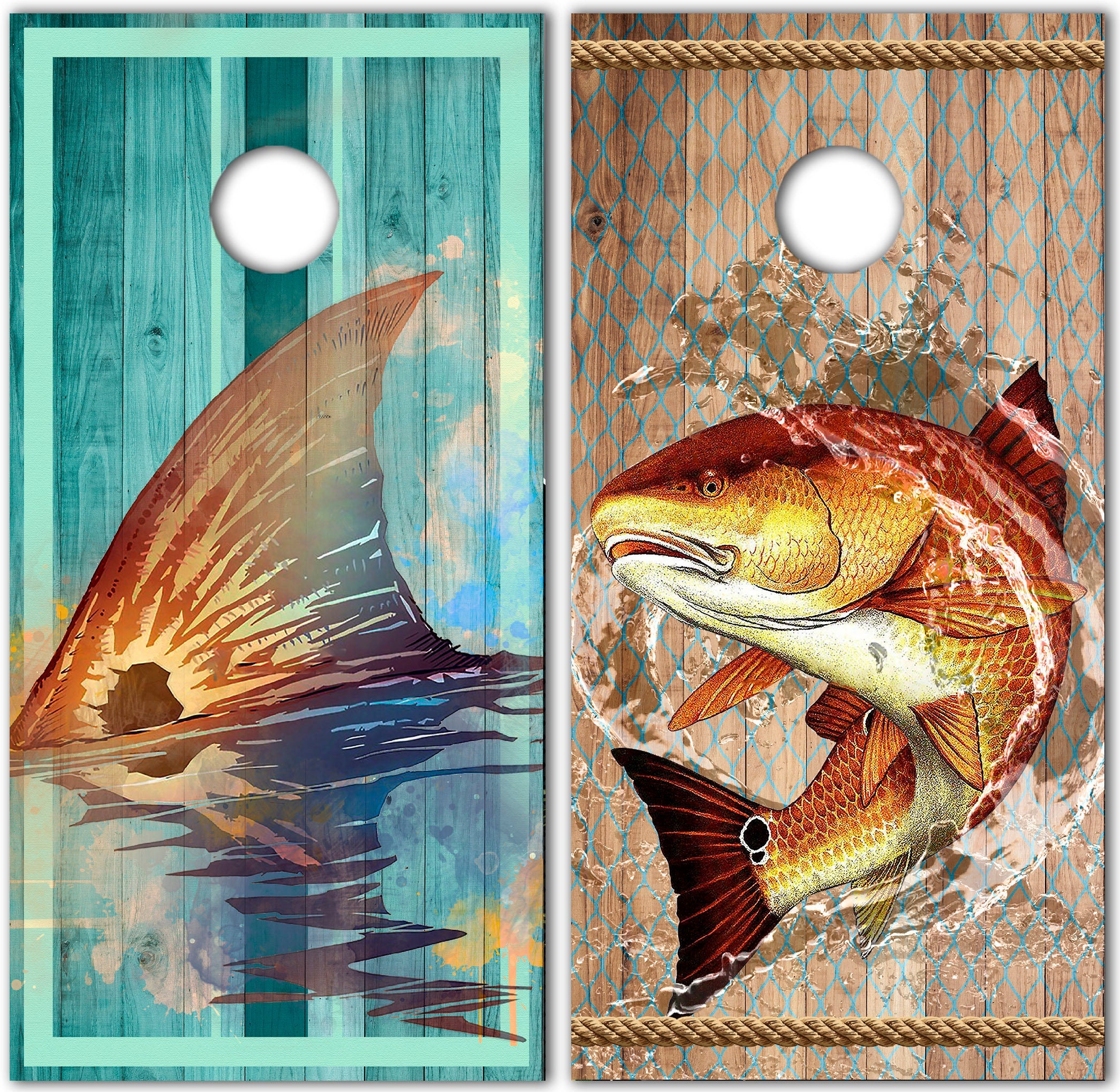 Autocolantes de Peixe Vermelho para Tábuas Cornhole - Decalque 3D Texturizado Único - Laminado - Vinil Personalizado Cornhole
