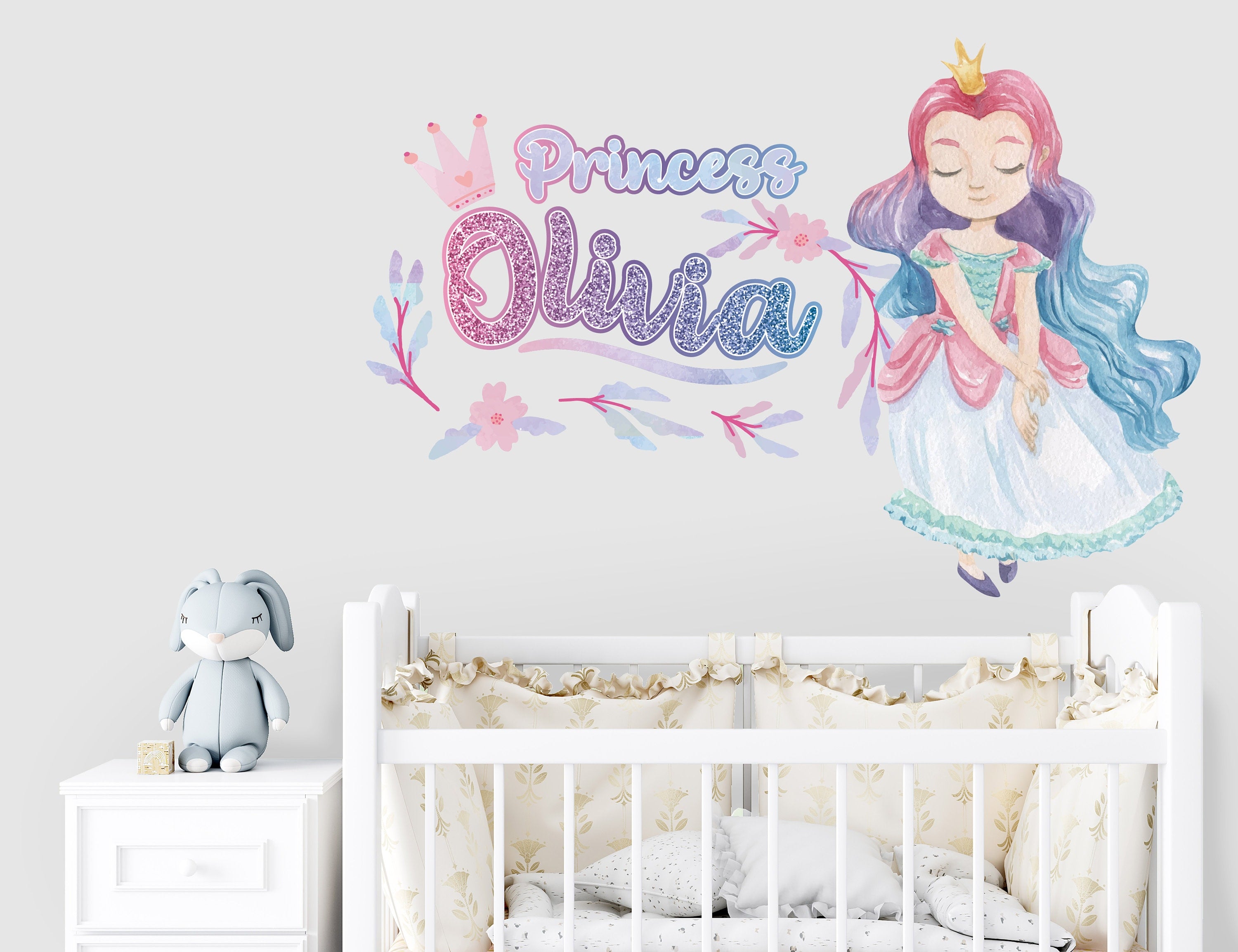 Customized Princess Wall Decal Custom Name for Girls - Wall Stickers for Girls Bedroom Decor