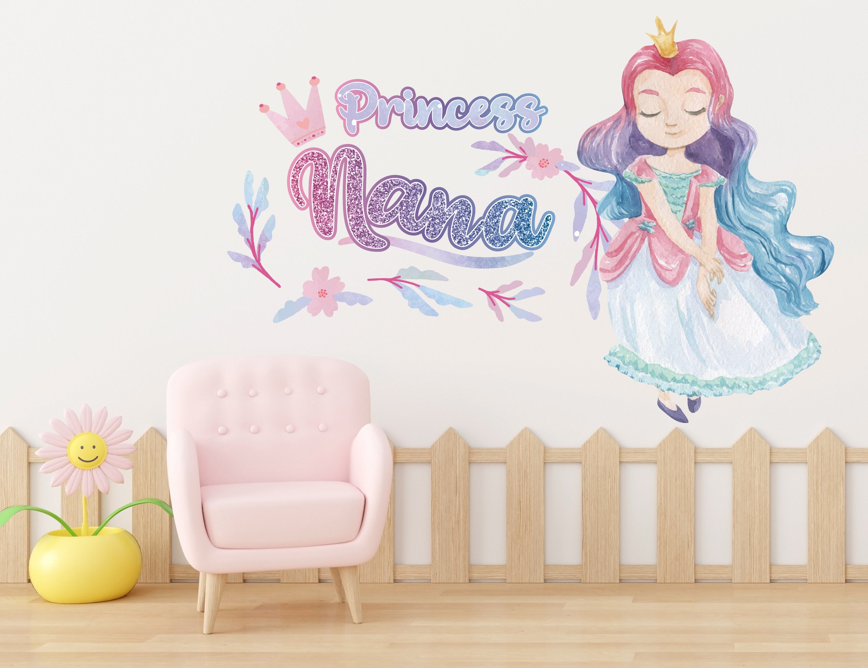 Customized Princess Wall Decal Custom Name for Girls - Wall Stickers for Girls Bedroom Decor