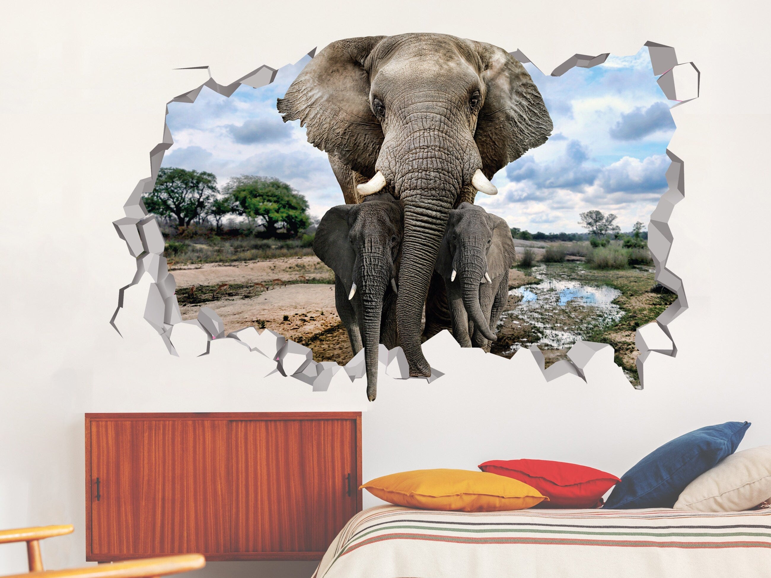 Autocolante de Parede de Elefante - Decoração de Quarto de Bebé com Elefante - Decoração de Elefante