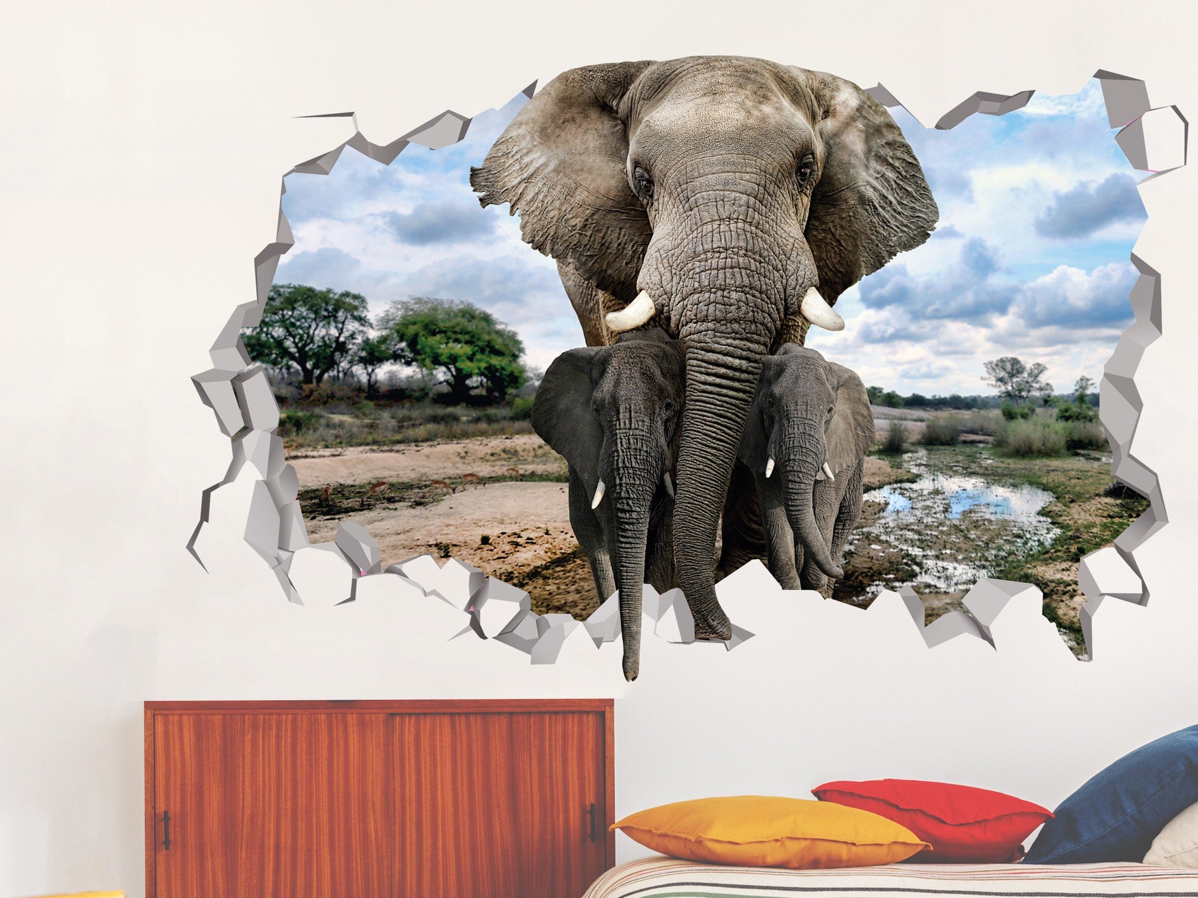 Autocolante de Parede de Elefante - Decoração de Quarto de Bebé com Elefante - Decoração de Elefante