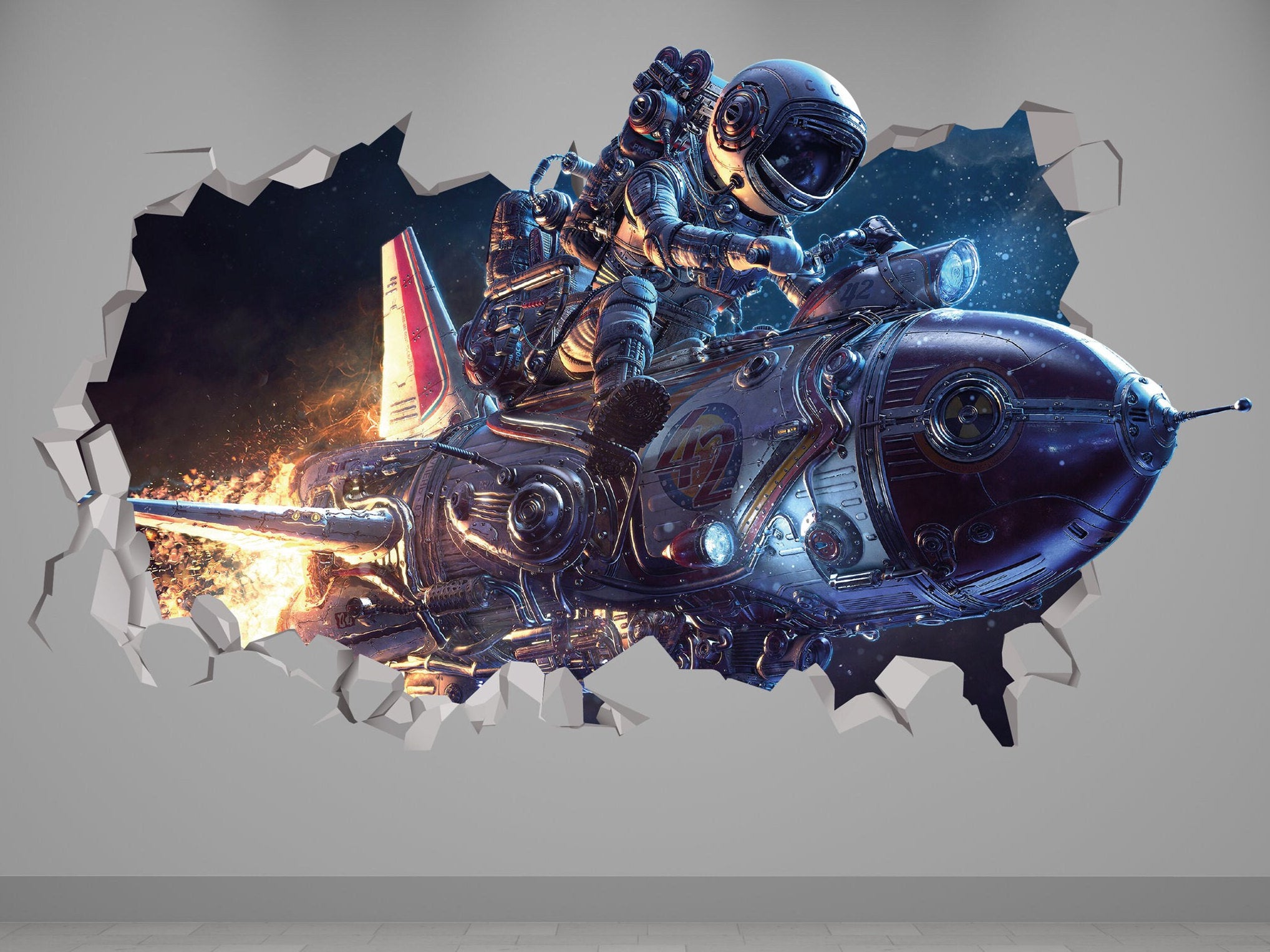 Astronaut Spaceship Wall Decal