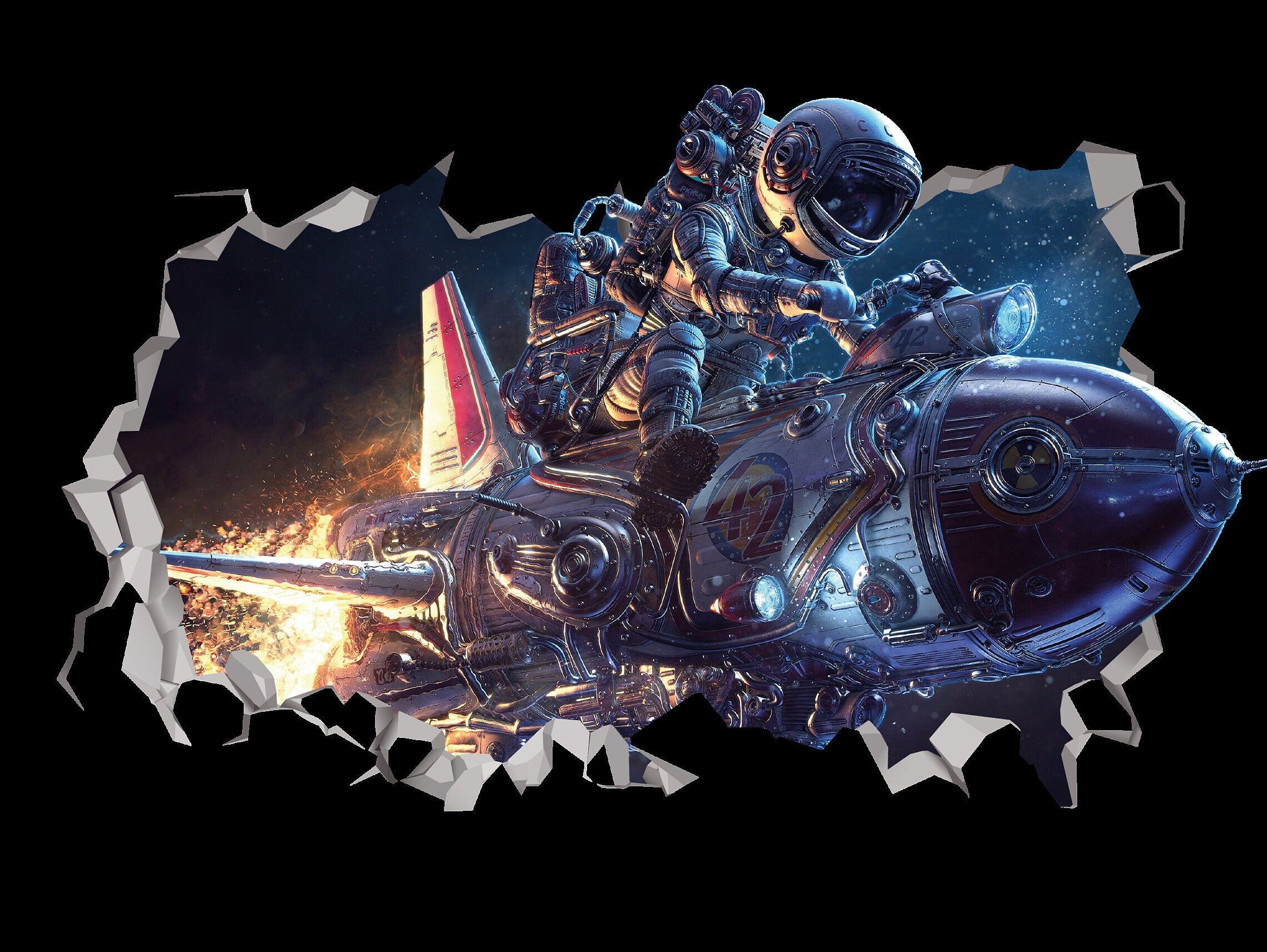 Astronaut Spaceship Wall Decal