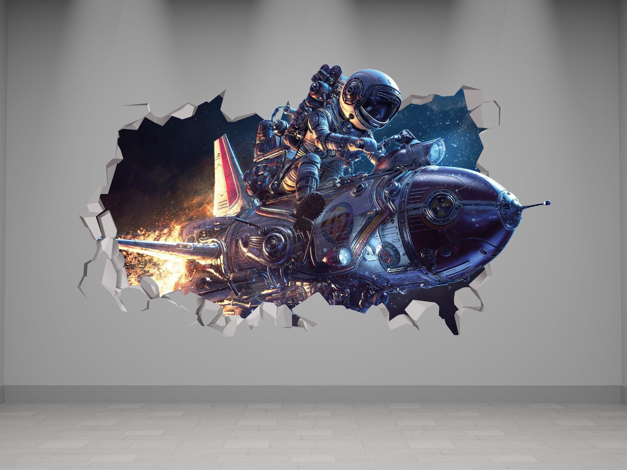 Astronaut Spaceship Wall Decal