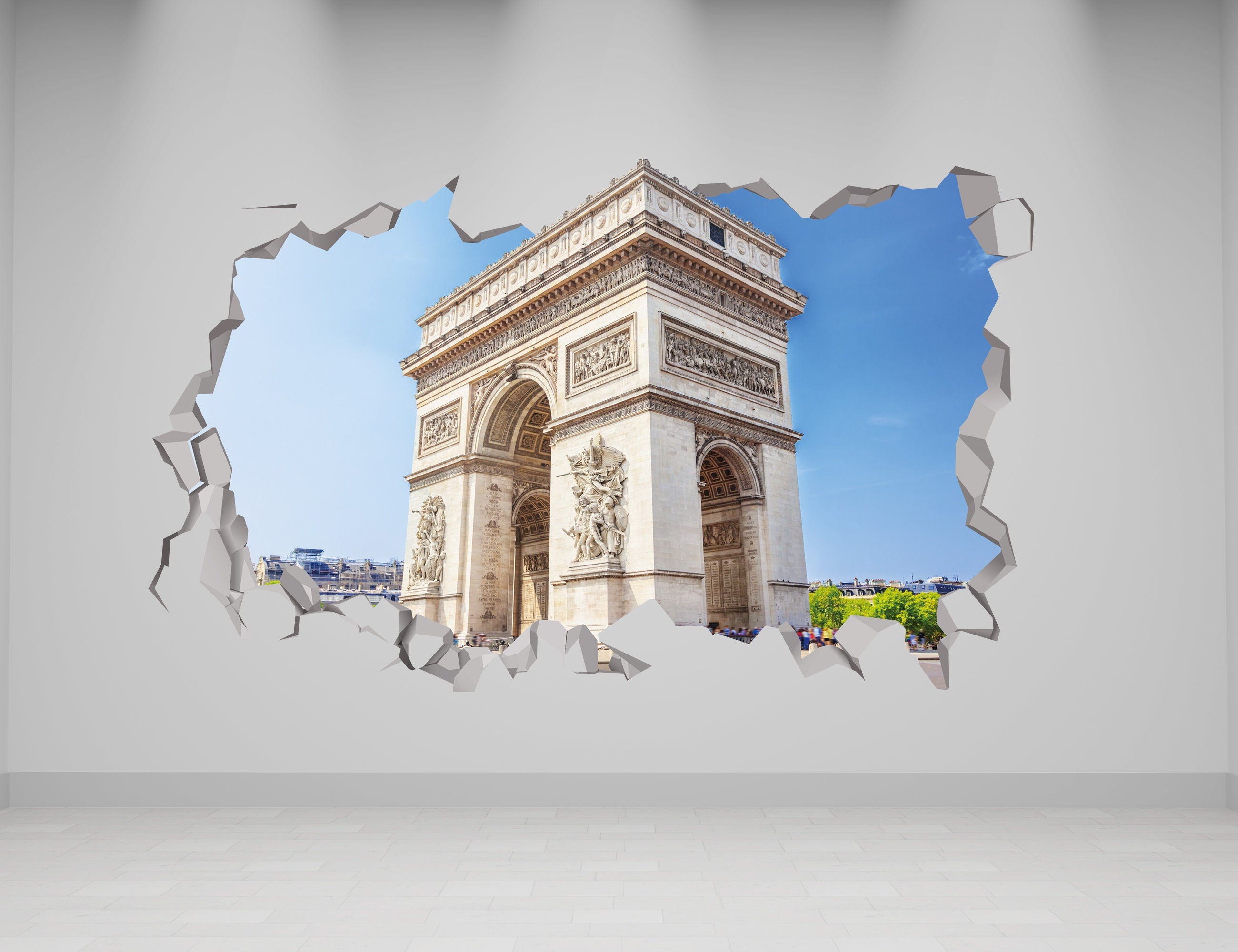 Autocolante de Arte em Vinil 3D Arc de Triomphe Paris