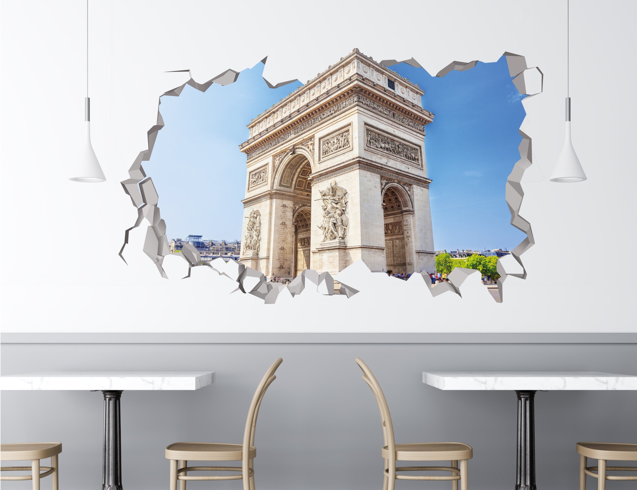 Autocolante de Arte em Vinil 3D Arc de Triomphe Paris