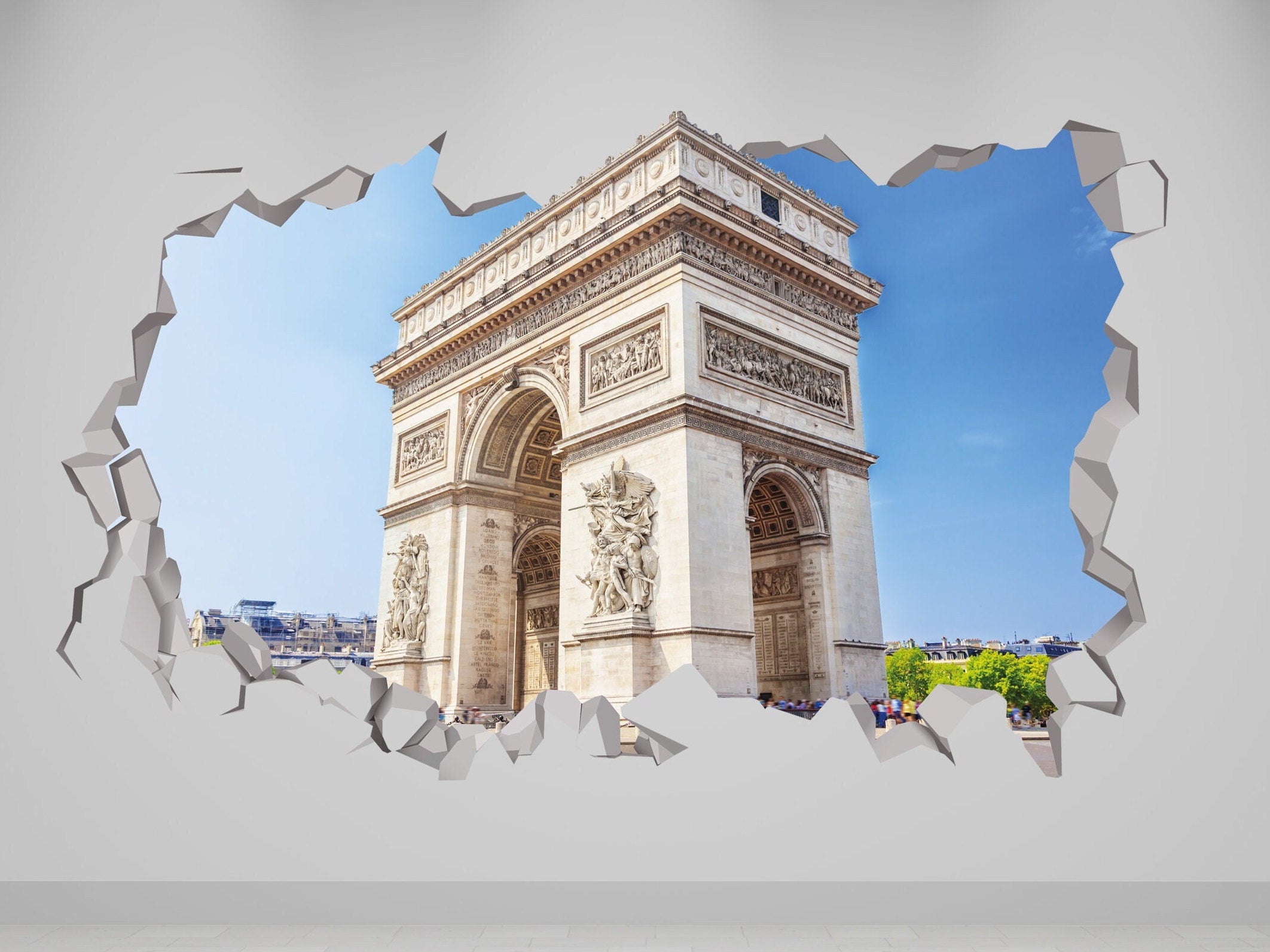 Autocolante de Arte em Vinil 3D Arc de Triomphe Paris