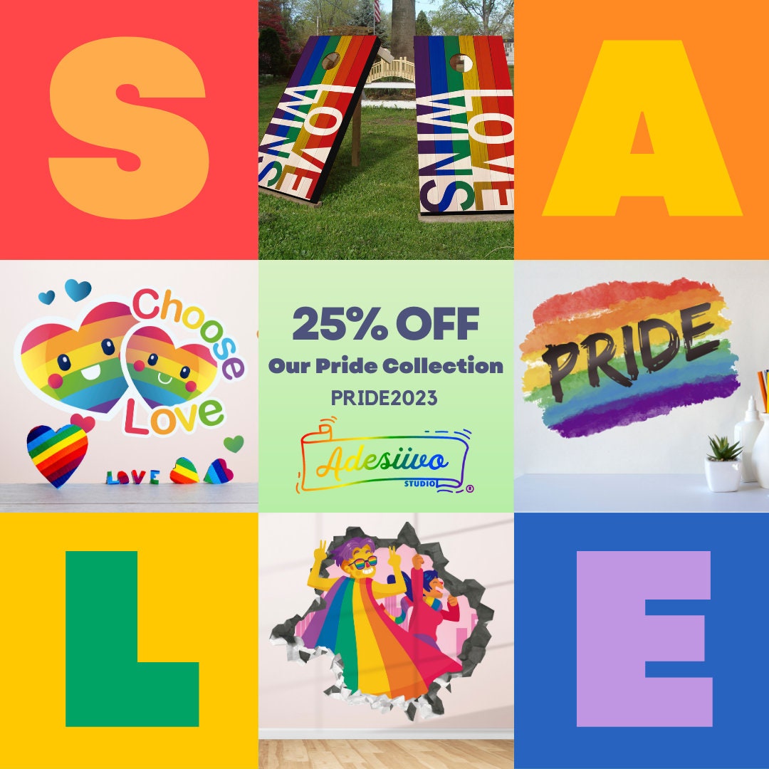 Love Wins LGTBQ+ Cornhole Wraps Decal Sticker - Rainbow Cornhole Wraps - Queer Pride Outdoor Activities - Diversity Cornhole Wraps
